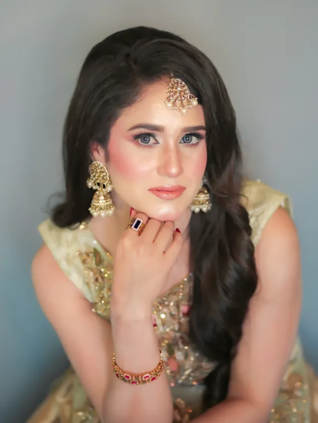 Festive glam makeup with jhumka earrings at Blush Bar